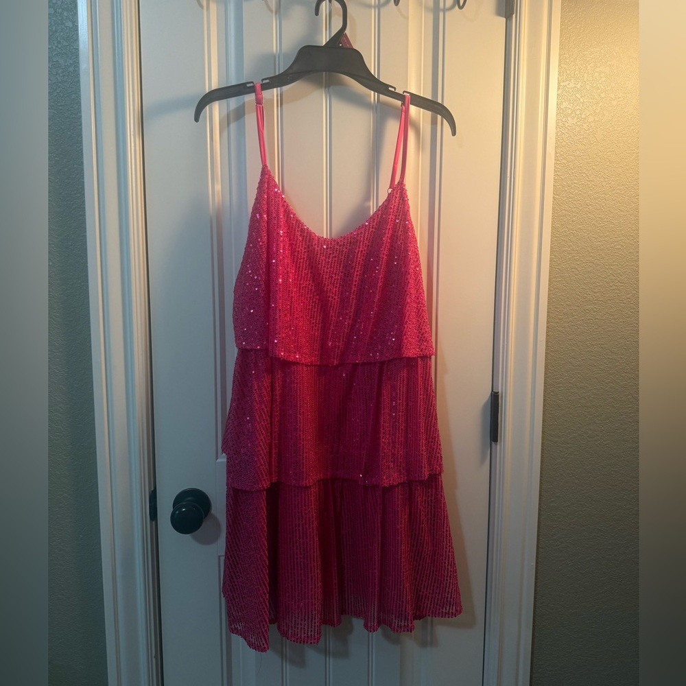 Glittering Pink Tiered Dress size 2XL